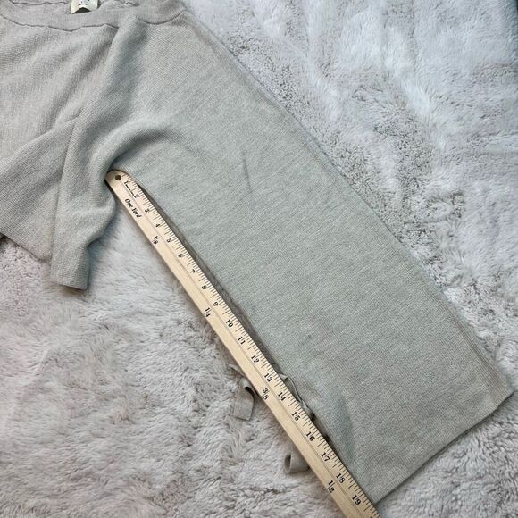 Aritzia Wilfred 100% Merino Wool Emmy Crop Beige Tie Sleeve Scoop Neck Sweater S - Picture 10 of 12
